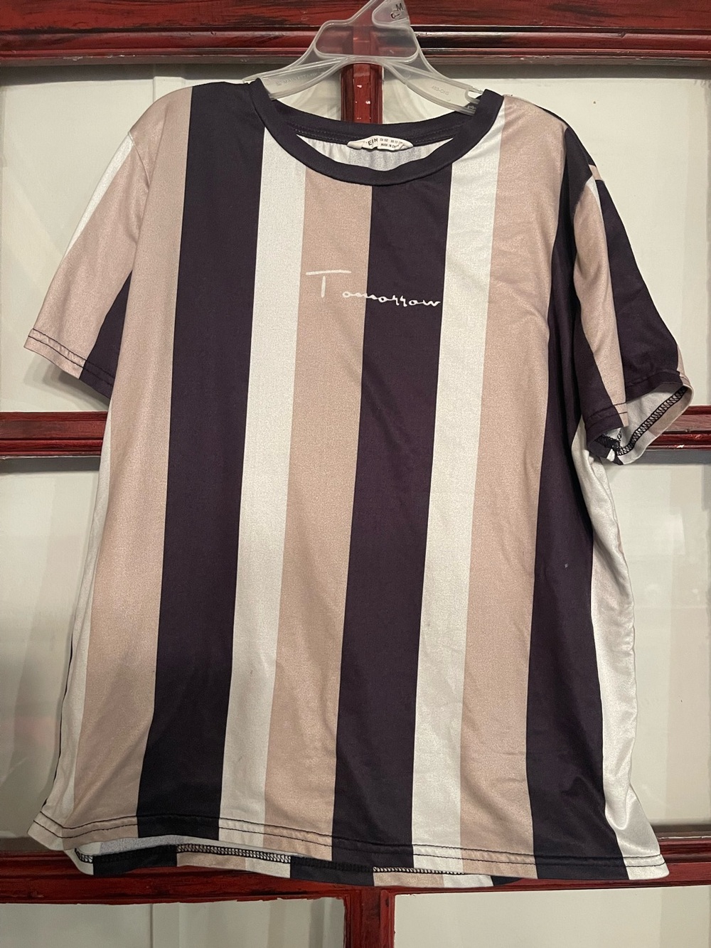 SHEIN Striped Short Sleeve Tee - Black, Beige, White